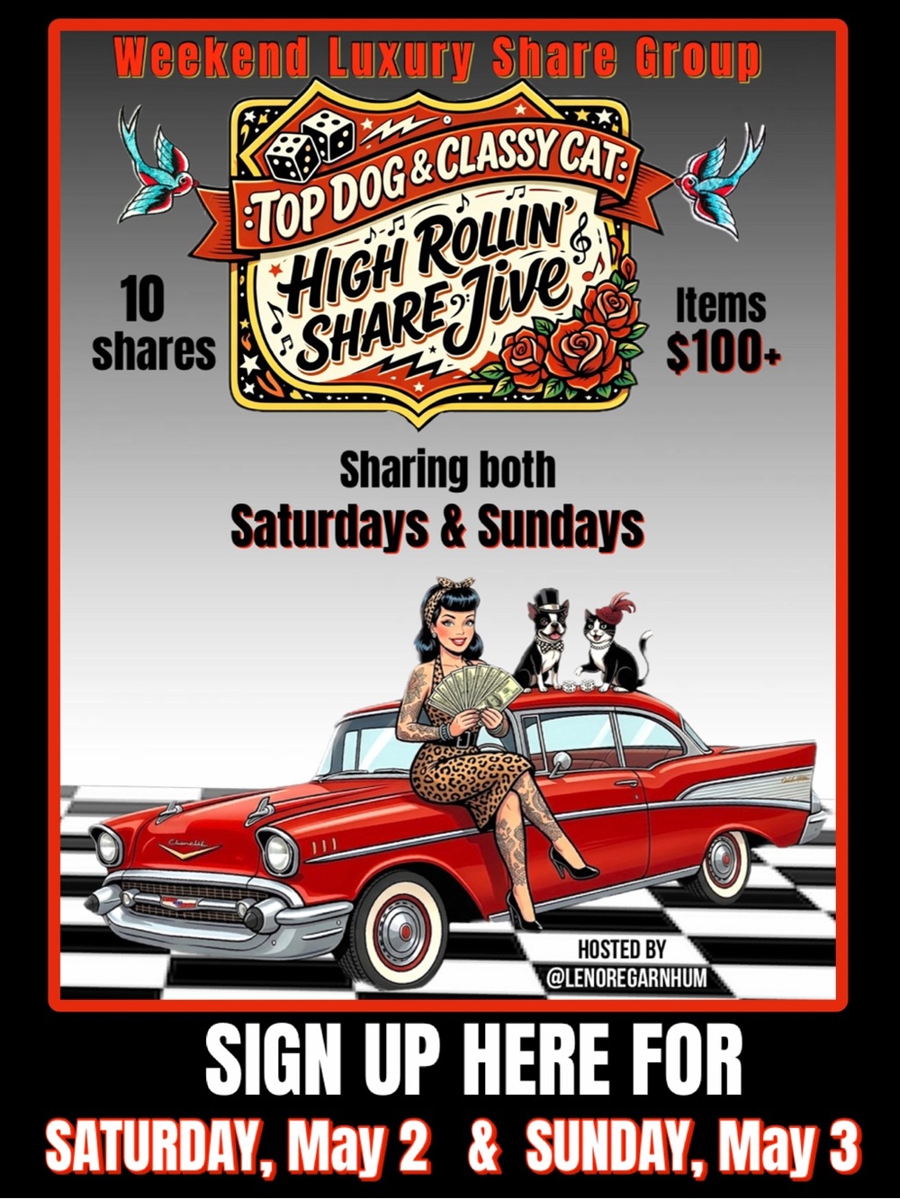 Saturday, May 2 & Sunday, May 3.. High Rollin' share group